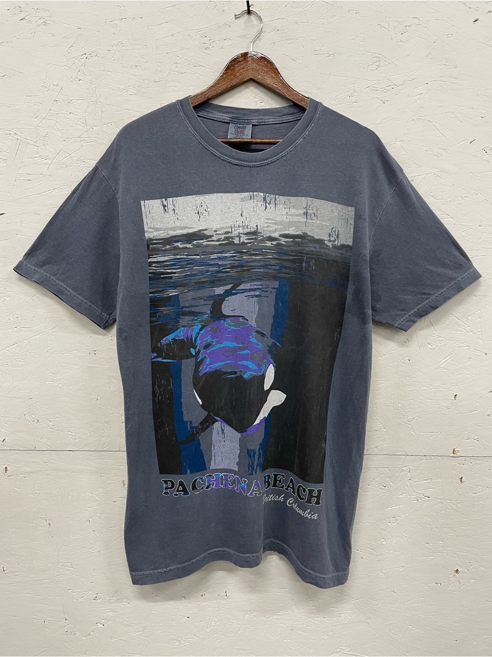 Kolby Pachena Beach BC Orca Graphic Tee Comfort Colors Heavyweight, Size Large